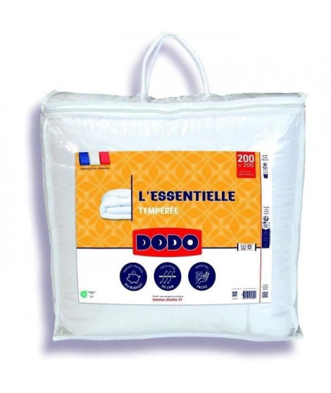 DODO Couette Tempérée - L'ESSENTIELLE - 200x200cm - 100% Polyester VOLUPT'AIR 250gr/m²