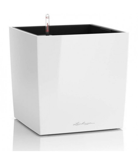 Pot de fleur LECHUZA Cube Premium 40 - kit complet, blanc brillant
