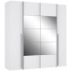 Armoire NARAGO - Décor Blanc mat - 2 portes coulissantes + miroir + 2 portes battantes + 2 penderies - L200 x P61 x H210 cm