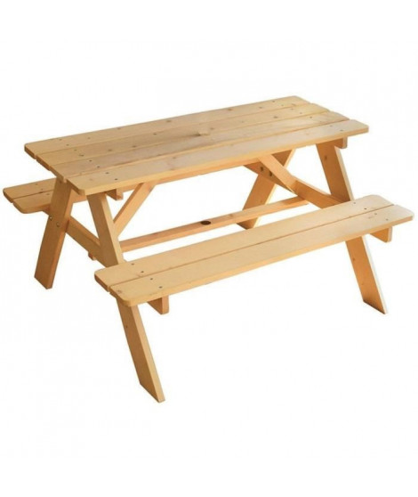 Mobilier de jardin - FUN HOUSE - Table pique-nique en bois H.53 x L.95 x P.100 cm - Montage facile !