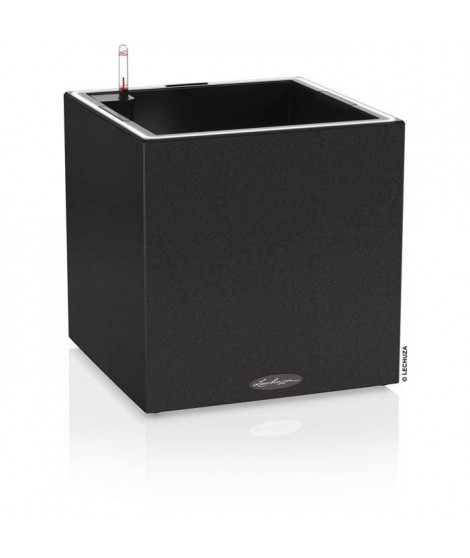 Pot de fleur LECHUZA Canto Stone Cube 40 - kit complet LED, noir graphite