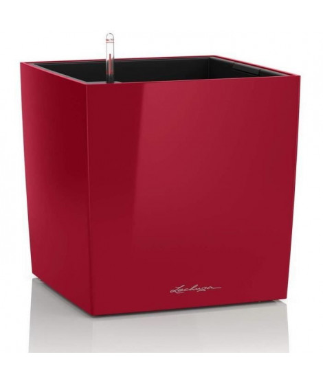 Pot de fleur LECHUZA Cube Premium 50 - kit complet, rouge scarlet brillant