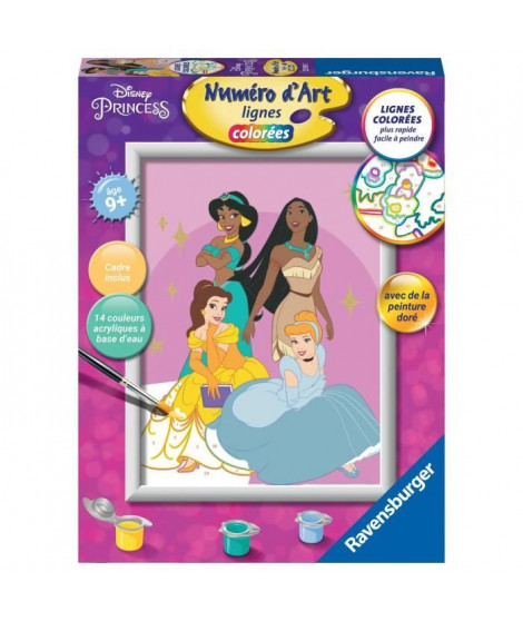 N° d'Art Disney Princess, format 18x24cm, Kit de peinture par numéros, Activité détente et créative, Des 7 ans, 23929, Ravens…