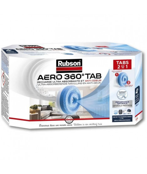 Absorbeur - RUBSON - AERO 360 - Recharge - Neutre - Lot de 4