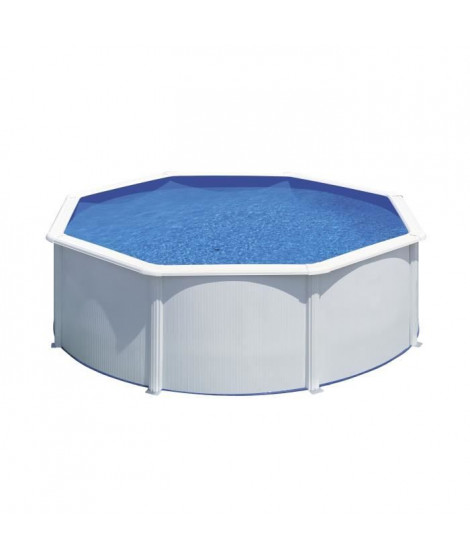 Piscine hors sol acier ronde blanche - Fidji - Ø370 x 122 cm - GRE - Contenance 10 102 L - Filtration a sable