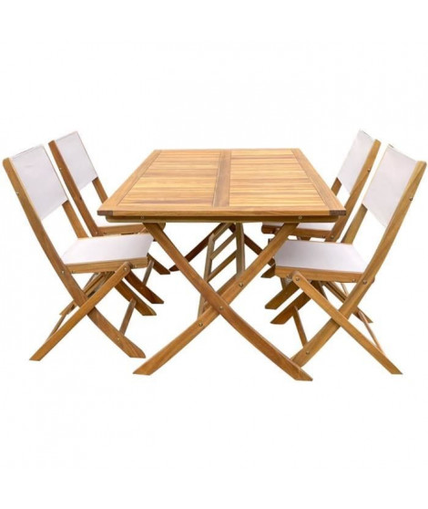 Ensemble repas de jardin en bois d'eucalyptus FSC - BANGGI - 4 personnes