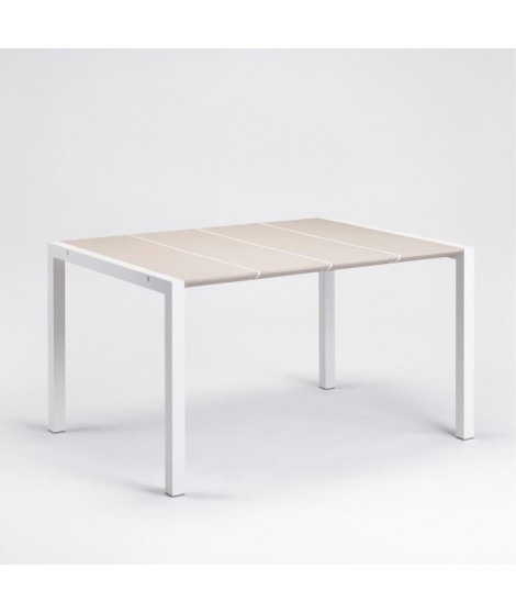 Table - GROSFILLEX - Eden 133 - Blanc lin - 133x87 - Aluminium et résine - 6P