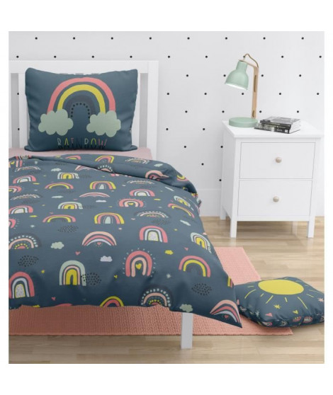 Parure de couette ROUPILLON Rainbow - 2 Pcs - 140 x 200 - 100% Coton - Night