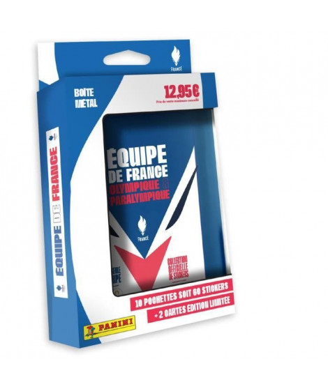 Boîte métal avec 10 pochettes + 2 cartes édition limitée - PANINI - JO 2024 Equipe de France