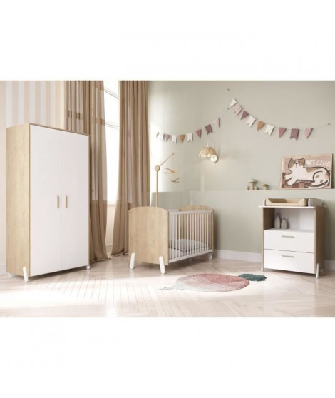 Armoire 2 portes - NAILI - Hamilton / Blanc mat - 89,1 x 50 x 183 cm - DEMEYERE