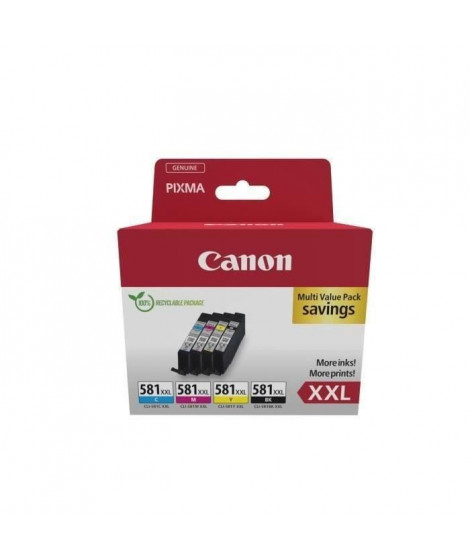 Cartouches d'encre CANON CLI-581XXL Noir/Cyan/Magenta/Jaune - Multipack 4 couleurs