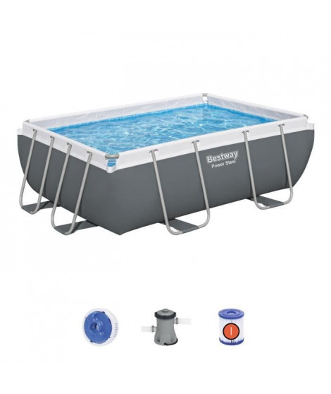 Kit Piscine hors sol tubulaire BESTWAY - Power Steel - 282 x 196 x 84 cm - Rectangulaire (Inclus épurateur a Cartouche)