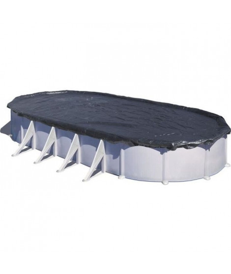 Bâche d'hivernage GRE pour piscine ovale 6,1 x 3,75 m - 180g/m² - Protection contre feuilles et débris