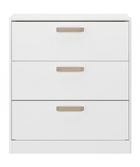 Commode DREAM 3 tiroirs - Panneau de particules - Décor blanc - L79.7 x H87.8 x P43.8 cm