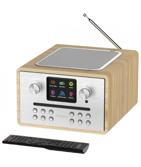 MAJORITY HOMERTON 2 - Radio INTERNET/DAB+/FM - Lecteur CD - Spotify Connect - Bluetooth/USB - Double alarme - Coloris Chene