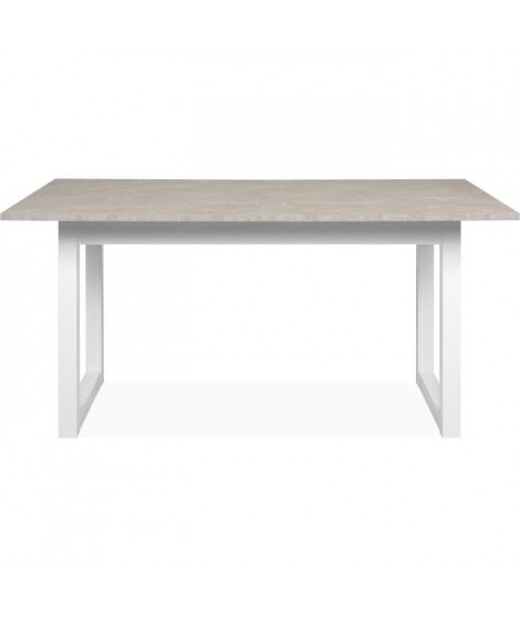 Table a manger extensible Houston  - 160-200 x 75 x 90 cm - Plateau effet travertin - 1 extension inclue - 10 personnes