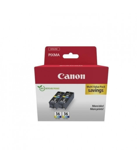 Pack de 2 cartouches d'encre couleur - CANON - CLI-36 CL - Jet d'encre - 12 ml