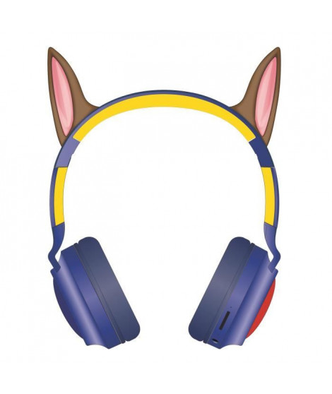 Casque lum. pliable Bluetooth et filaire avec un design 3D des oreilles de Chase de La Pat' Patroulle avec limitation du volume