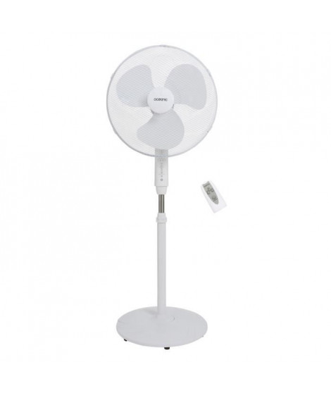 OCEANIC Ventilateur de pied - 45 W - Ø 44 cm - 3 vitesses - Oscillant - Inclinable - Blanc