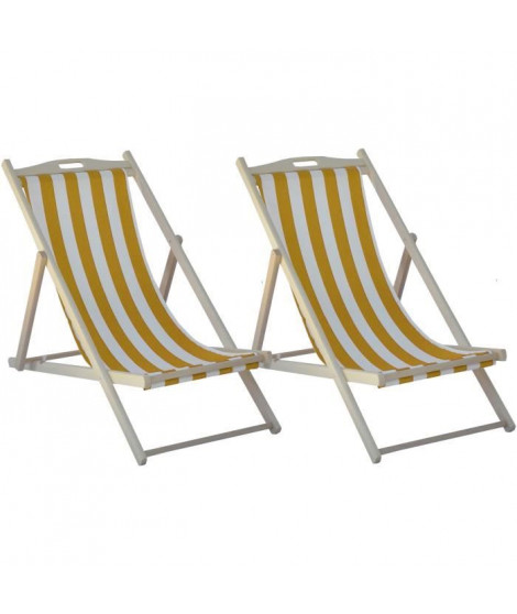 Lot de 2 Chiliennes ITALIADOC IT213 - En Hetre - Bayadere Blanc Jaune