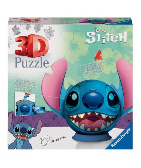 Puzzle 3D Ball Disney Stitch 72 pieces, Des 6 ans, Ravensburger, 11574