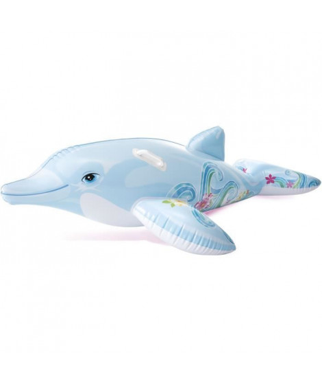 Matelas de plage gonflable dauphin - Mixte - 175 cm - Pour enfant - Gris et noir