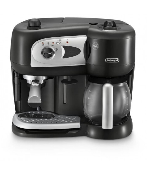 Machine Expresso combiné pompe - DELONGHI - BCO261B.1 - 15 bars - Dosettes et Café moulu - Noir et blanc