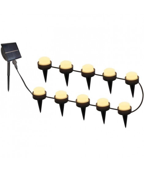 10 mini-spots lumineux solaires a piquer - LUMISKY - SOLIRAY - 12 m - LED blanc chaud - Balisage allée