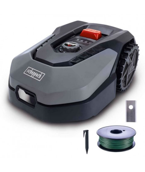 Robot tondeuse connecté 400m2 Scheppach RoboCut L500 avec station de recharge | Jusqu'a 400 m² | Capteur de pluie | WiFi & BT