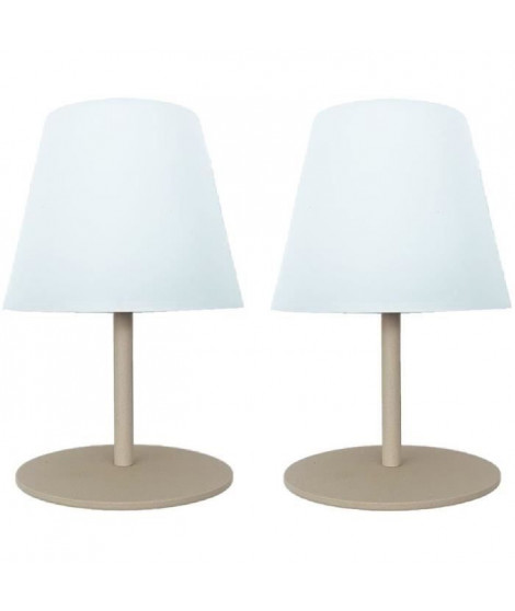 Set de 2 lampes de table sans fil - LUMISKY - TWINS - Cream - H16 cm - LED