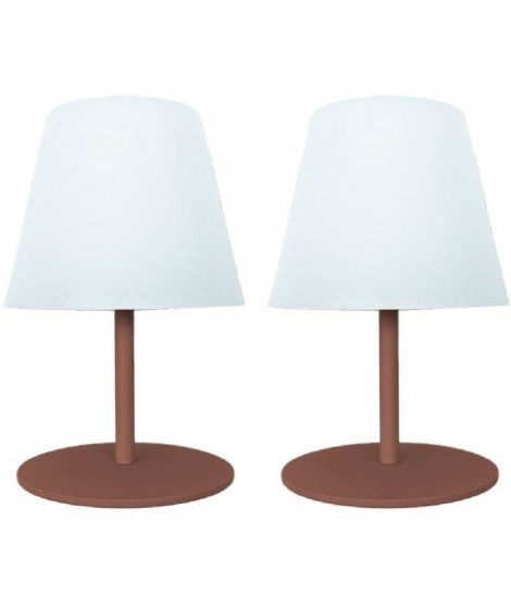 Set de 2 lampes de table sans fil - LUMISKY - TWINS - Terracota - H16 cm - LED