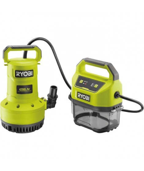 Pompe d'évacuation - RYOBI - 18 V - 4 200 l/h - 5m - Hauteur maxi d'évacuation 8 m