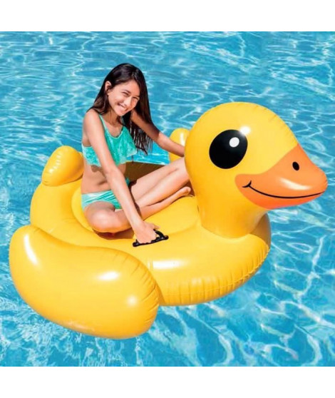 Bouée gonflable Canard Jaune a Chevaucher - INTEX - Jeux de Piscine - 2 poignées de maintien