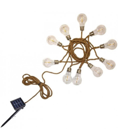 Guirlande lumineuse solaire - LUMISKY - FANTASY CORD SOLAR - 7.50 m - Corde 10 ampoules transparentes - LED blanc chaud