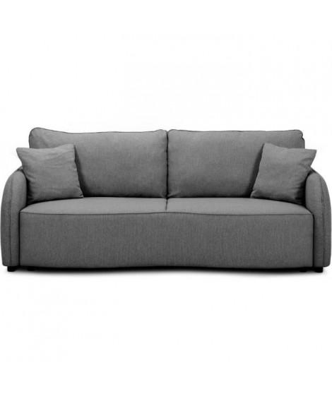 Canapé convertible BARI 3 places - Tissu anthracite - Coffre de rangement - L215 x H89 x P100 cm
