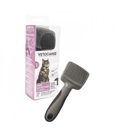 VETOCANIS Brosse carde Retractable et Autonettoyante pour Chat