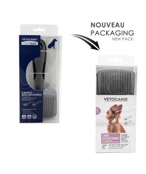 VETOCANIS Brosse de toilettage retractable et autonettoyante - Pour chien