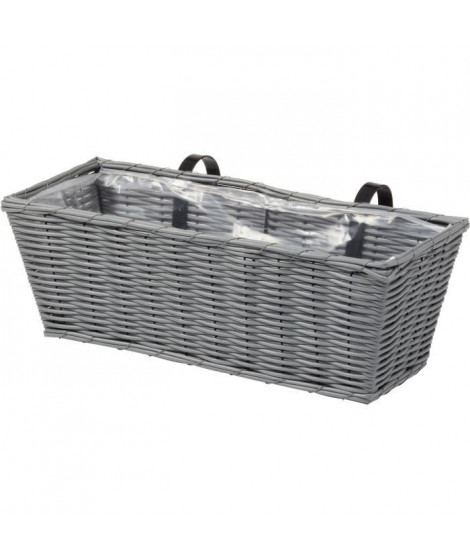 Jardiniere - Faux rotin - Gris - 48 cm - SMART GARDEN