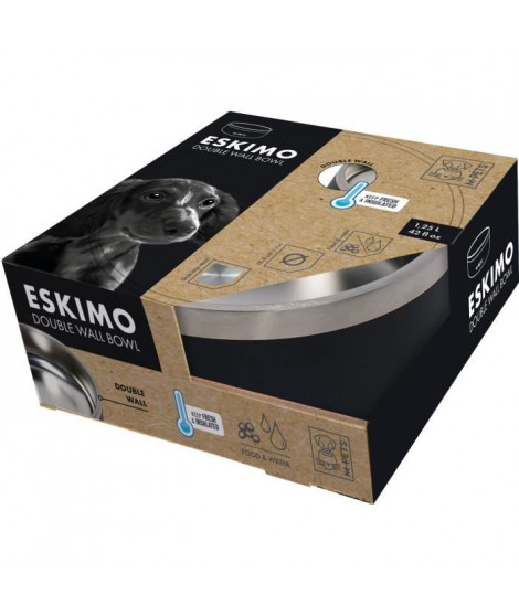 Gamelle ESKIMO Double paroi 1.25 L  - Mpets - Noire