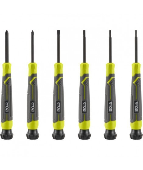 Jeu de 6 tournevis de précision - RYOBI - SL1, SL2, SL3, PH1, PH0, SL2