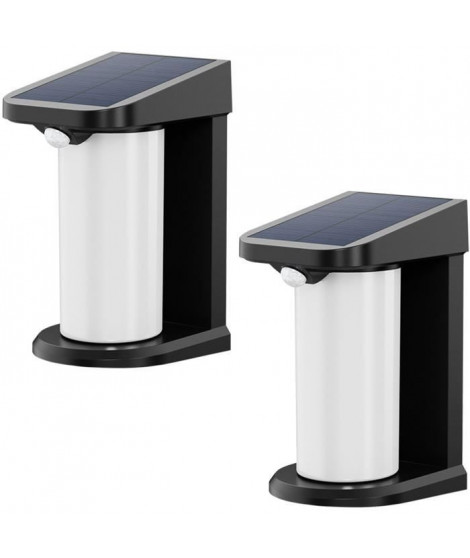 Lot de 2 projecteurs solaires - LUMISKY - LUSTY - H18 cm - Applique mural avec détecteur de mouvement - LED blanc