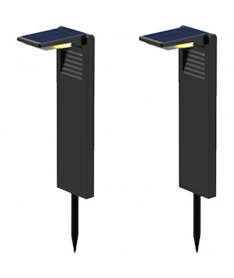 Lot de 2 balises solaires a planter - LUMISKY - OSTRY - H41 cm - LED blanc froid