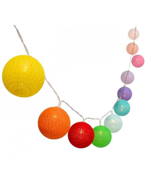 Guirlande lumineuse solaire - LUMISKY - MIMY COLORS SOLAR - 3.80 m - Boules de coton - 10 ampoules - LED blanc chaud