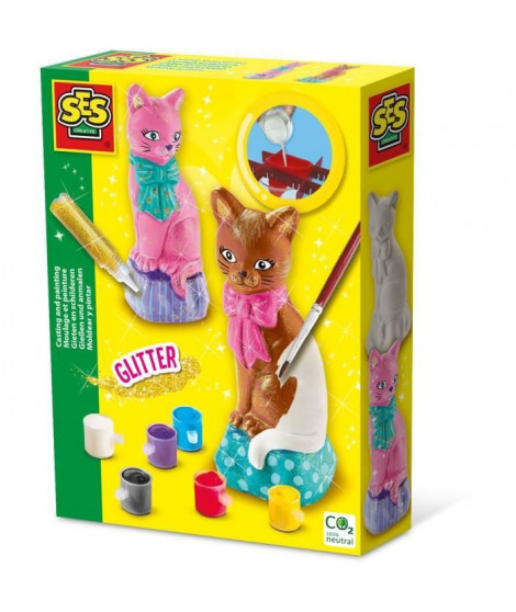Moulage et peinture - Chat - Loisirs créatifs - SES CREATIVE - Pour réaliser des chats avec 6 couleurs de peinture.