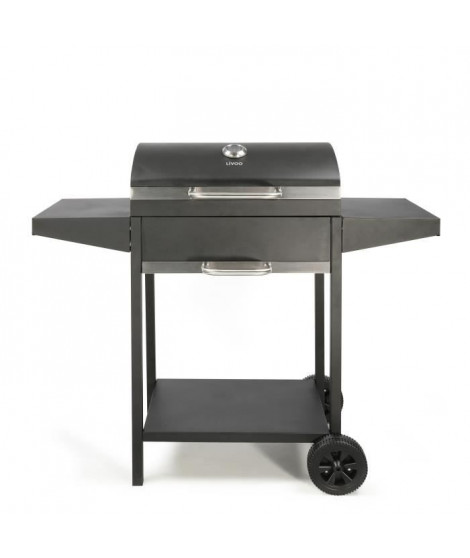 Barbecue a charbon avec desserte - LIVOO - DOC250 - Thermometre intégré - 119 x 50 x 101 cm - Structure en acier peint - Noir