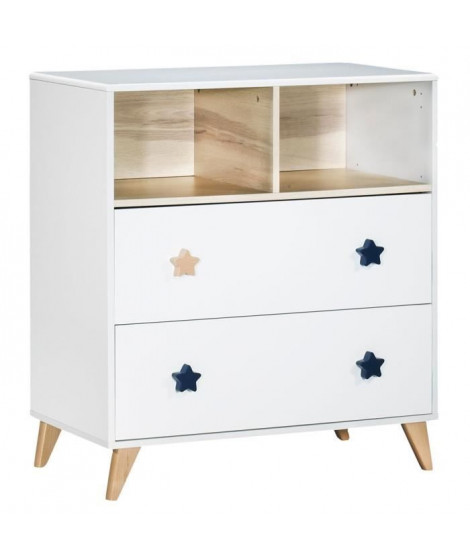 Chambre bébé duo OSLO - Lit 120x60 + Commode a langer 2 tiroirs étoiles - SAUTHON