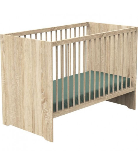 Chambre bébé duo MONTANA - Lit 120x60 + Commode a langer 2 tiroirs décor chene doré - SAUTHON