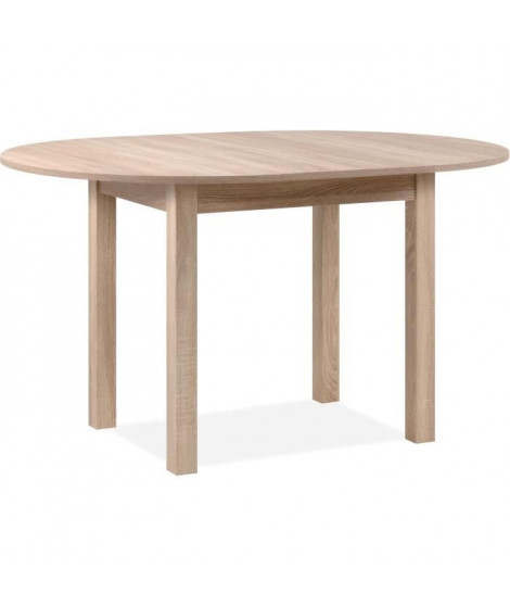 Table a manger extensible ronde COBURG - Décor chene sonoma - L100-140 x H76 x P100 cm - Allonge incluse dans l'emballage