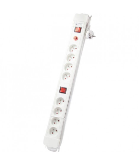 Bloc avec 2 interrupteurs - CHACON - 8 x 16 A - 1,5 m - Blanc (FR)