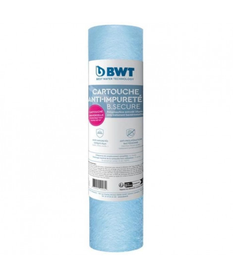 Cartouche - BWT - B.SECURE - anti-impuretés 25µm - antibact - Compatible avec tous les filtres 10